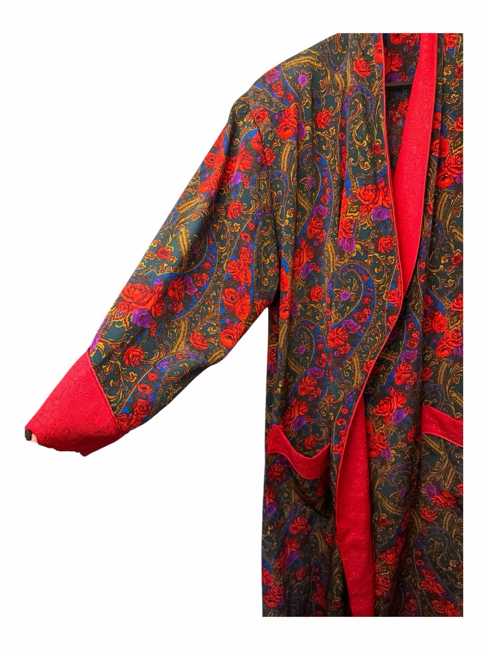 Vintage Victoria's Secret Kimono Robe Gold Label Red Floral 90s Lingerie - Picture 2 of 9